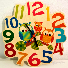 Orologio per cameretta bimbi in legno - Hess