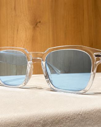Occhiali da sole trasparenti crystal lenti azzurre