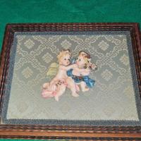 Quadro Vintage con angioletti in porcellana.