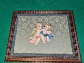 Quadro Vintage con angioletti in porcellana.