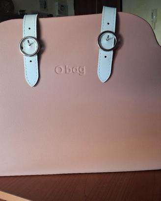borsa O Bag rosa con tracolle bianche