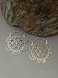 orecchini  fiore della vita ottone argento