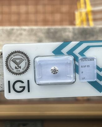 DIAMANTE NATURALE IGI 0.57ct COLORE F PUREZZA IF