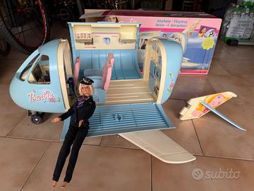 Vintage Mattel 1999 Barbie Blu Jumbo Jet Aereo