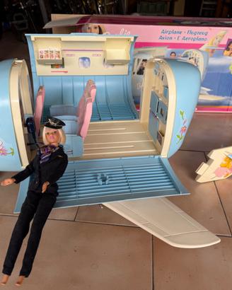 Vintage Mattel 1999 Barbie Blu Jumbo Jet Aereo