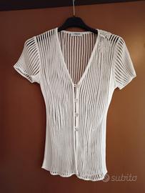 Cardigan traforato bianco GINGER – Made in Italy