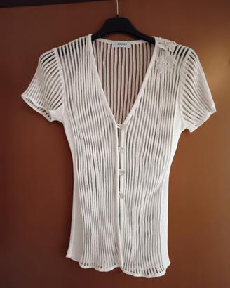 Cardigan traforato bianco GINGER – Made in Italy