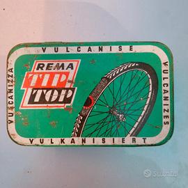 scatola con adesivo riparazione gomme bici 