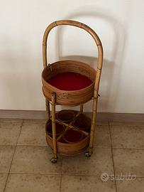 Carrello bar vintage in bambù