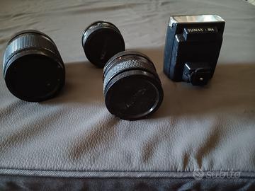 Obiett, teleobiett, grandangolo e flash yashica
