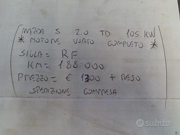 Motore usato compl mazda 5 2.0 td 105kw rf