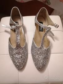 scarpe da ballo standard argentate 