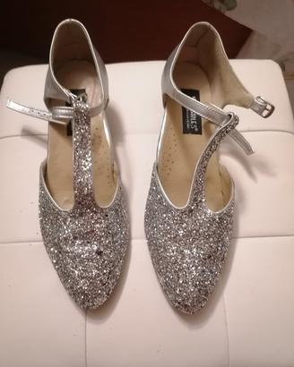scarpe da ballo standard argentate 