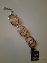 Bracciale in acciaio con strass nuovo