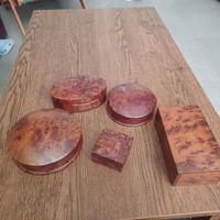 5 Confezioni in radica di noce vintage