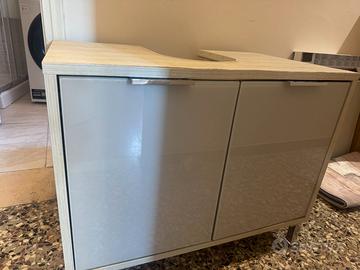 Mobile sottolavabo bagno 2 ante lucide grigie