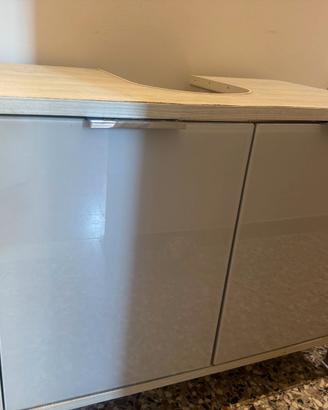 Mobile sottolavabo bagno 2 ante lucide grigie