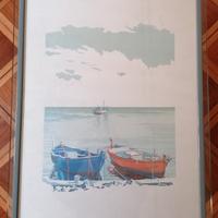 QUADRO PAESAGGIO MARINO/BARCHE ORMEGGIATE 