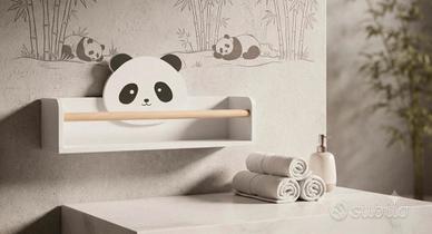 Mensola Panda in legno per cameretta o bagno 🐼