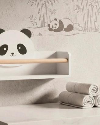Mensola Panda in legno per cameretta o bagno 🐼