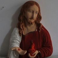 STATUA VOLTO GESU' DA MURO DIPINTO A MANO 30CM