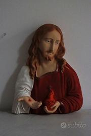 STATUA VOLTO GESU' DA MURO DIPINTO A MANO 30CM
