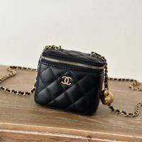 Chanel mini Vanity Bag, vera pelle autentica,nera
