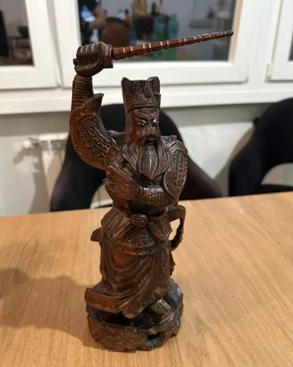 Rara scultura orientale in legno vintage