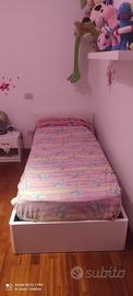 Letto singolo bianco lucido con contenitore