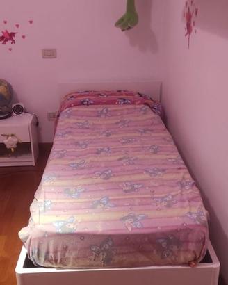Letto singolo bianco lucido con contenitore