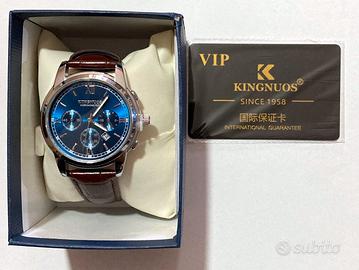 cronografo acciaio, cinturino in eco pelle