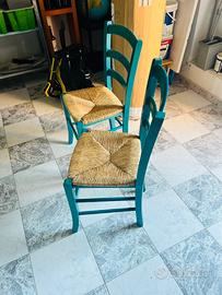 Sedie paesane in legno azzurre