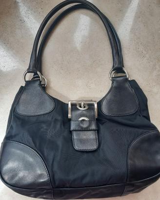 Borsa Spalla Prada Moon Nera Pelle e Nylon Vintage