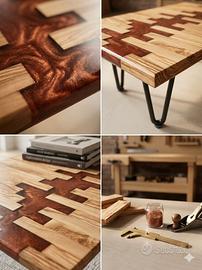 tavolino da caffè ulivo e resina