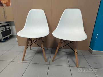 Set 6 Sedie Design DSW Bianco/Legno - Scandinavo