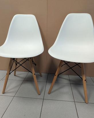 Set 6 Sedie Design DSW Bianco/Legno - Scandinavo