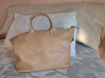 Borsa Beige vera pelle, realizzata a mano