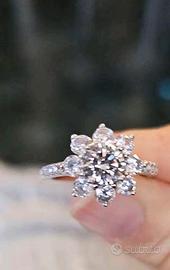 Moissanite anello in argento tg 19mm