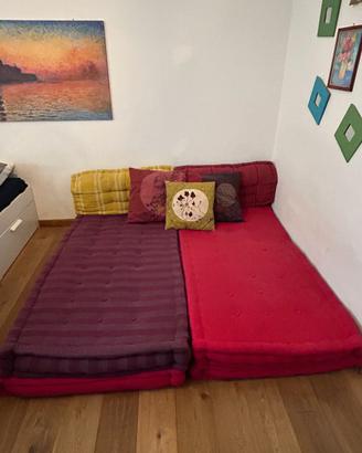 Letto indiano da terra in materassi di cotone