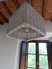 💡 Lampada in vimini bianca – nuova con lampadina 