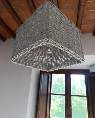 💡 Lampada in vimini bianca – nuova con lampadina 