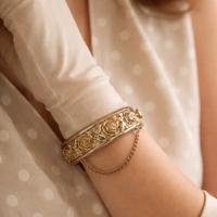 Antico bracciale con rose anni 50 rigido