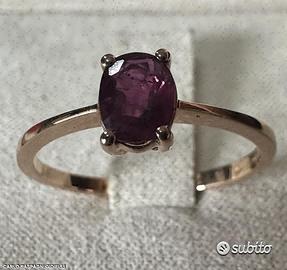 ANELLO SOLITARIO ORO ROSA 18kt. CON RUBINO OVALE