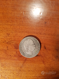 Moneta antica una lira Umberto I 1887