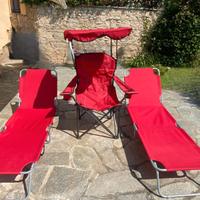 Sedia da Campeggio con Tettuccio, e 2 lettini