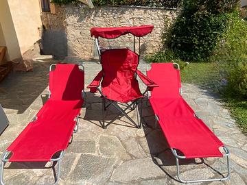 Sedia da Campeggio con Tettuccio, e 2 lettini