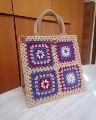 borsa  ad uncinetto fatta a mano