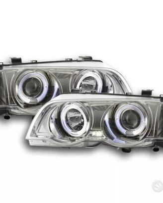 Coppia fanali cromati Angel eyes Bmw Serie 3 E46 1