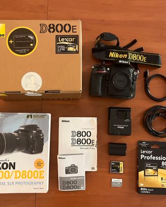 Nikon D800E full frame + accessori + manuali