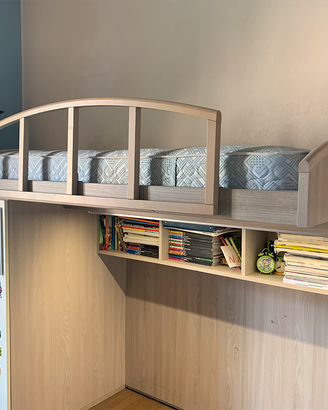 Letto a castello e struttura cassetti/armadio